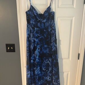 Elegant Blue Floral Dress